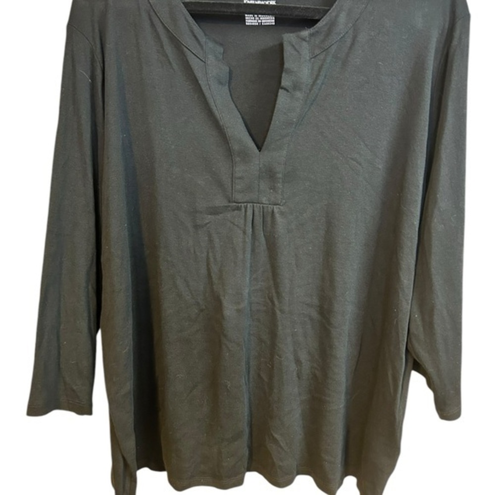 Jones New York Black V-Neck 3/4 Sleeve Tunic
